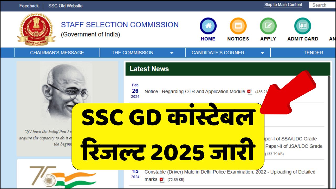 SSC GD Constable Result 2025
